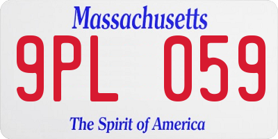 MA license plate 9PL059