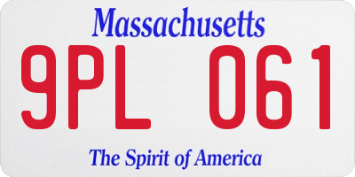 MA license plate 9PL061
