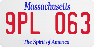 MA license plate 9PL063