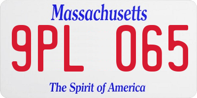 MA license plate 9PL065