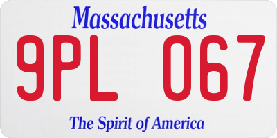 MA license plate 9PL067
