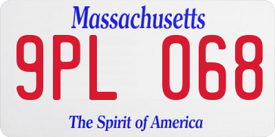 MA license plate 9PL068