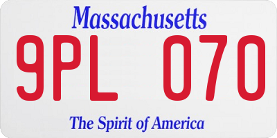 MA license plate 9PL070