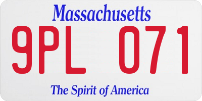 MA license plate 9PL071