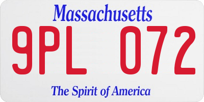 MA license plate 9PL072