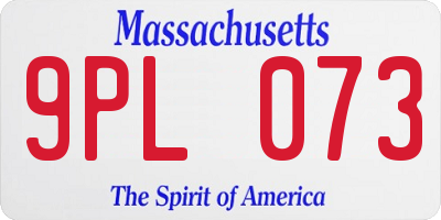 MA license plate 9PL073
