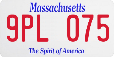 MA license plate 9PL075