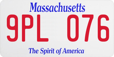 MA license plate 9PL076