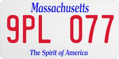 MA license plate 9PL077