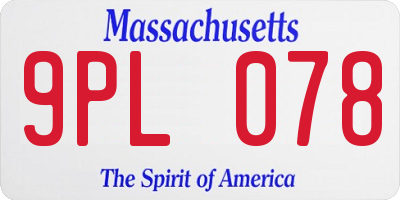 MA license plate 9PL078