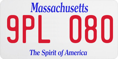 MA license plate 9PL080