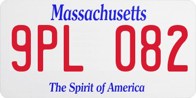 MA license plate 9PL082
