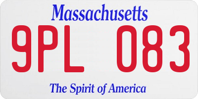 MA license plate 9PL083