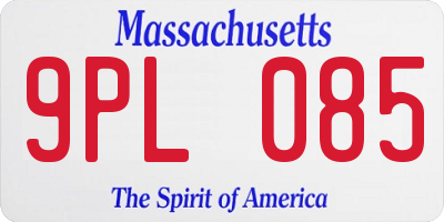 MA license plate 9PL085