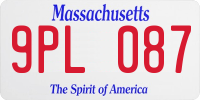 MA license plate 9PL087