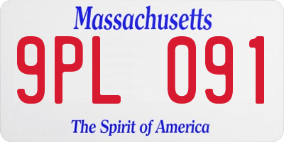 MA license plate 9PL091