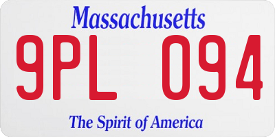 MA license plate 9PL094