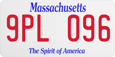 MA license plate 9PL096