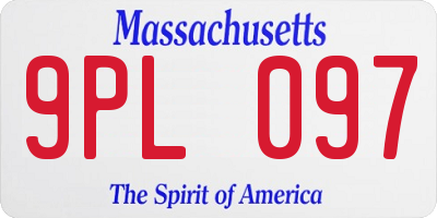 MA license plate 9PL097