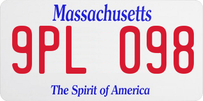 MA license plate 9PL098