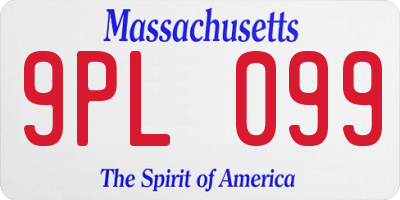 MA license plate 9PL099