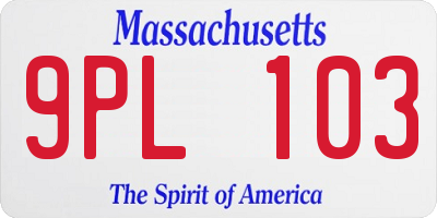 MA license plate 9PL103