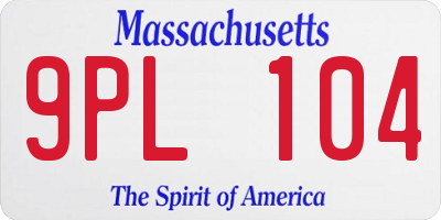 MA license plate 9PL104