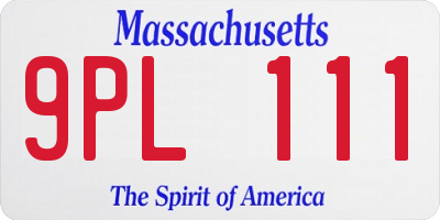 MA license plate 9PL111