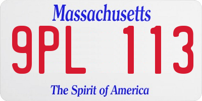 MA license plate 9PL113