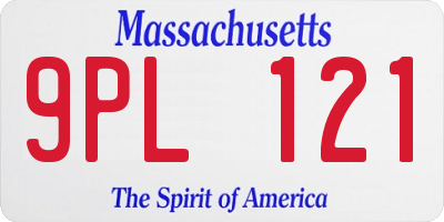 MA license plate 9PL121