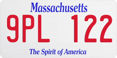 MA license plate 9PL122