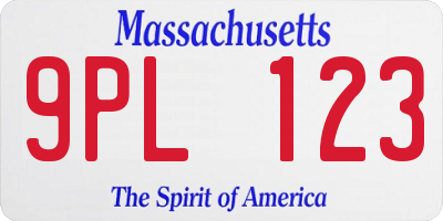 MA license plate 9PL123