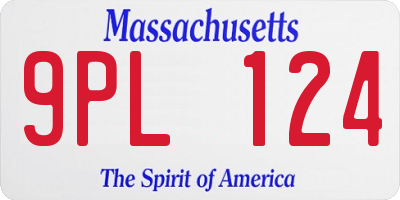 MA license plate 9PL124