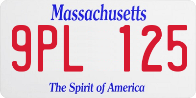MA license plate 9PL125