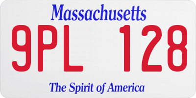 MA license plate 9PL128