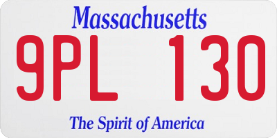 MA license plate 9PL130