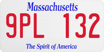 MA license plate 9PL132