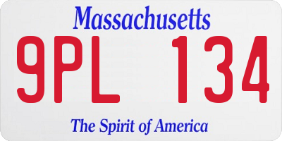 MA license plate 9PL134