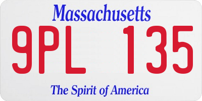 MA license plate 9PL135