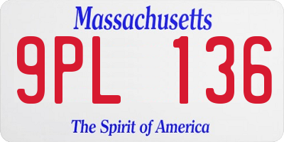 MA license plate 9PL136