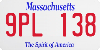 MA license plate 9PL138