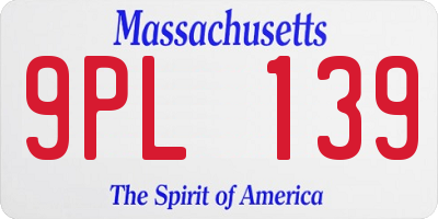 MA license plate 9PL139