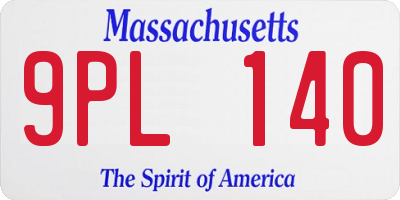 MA license plate 9PL140