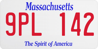 MA license plate 9PL142