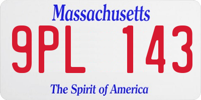 MA license plate 9PL143