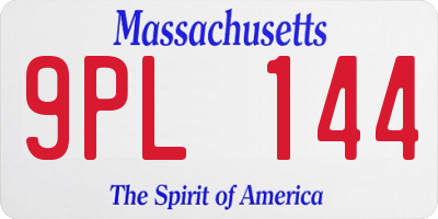 MA license plate 9PL144