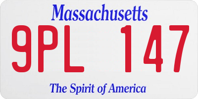 MA license plate 9PL147