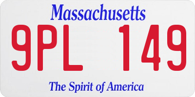 MA license plate 9PL149