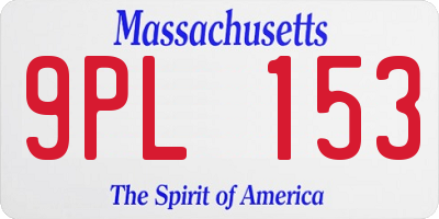 MA license plate 9PL153