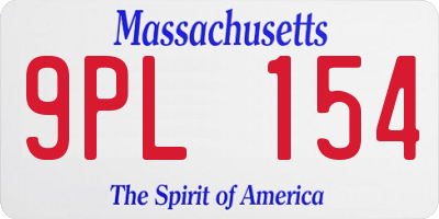 MA license plate 9PL154